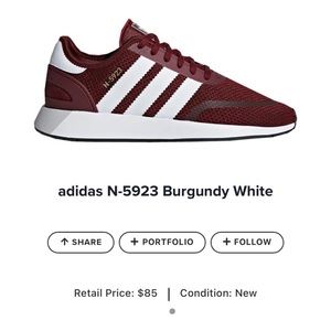 Adidas n5923 burgundy sneakers